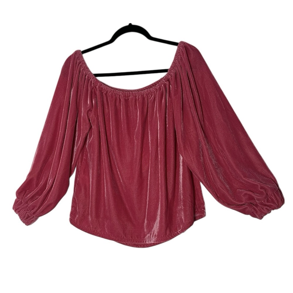 Corey Lynn Calter Top Women's XS Hot Pink Velvet Long Sleeve Off The Shoulders